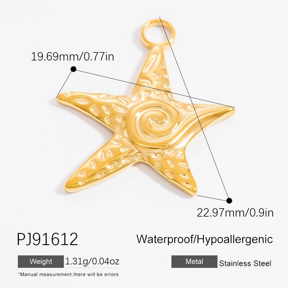 Stainless Steel Pendant Necklace With Sea Life Pattern Electroplated In Holiday Style For Women