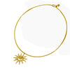Stainless Steel Pendant Necklace With Small Sun Shape Electroplated Design For Women