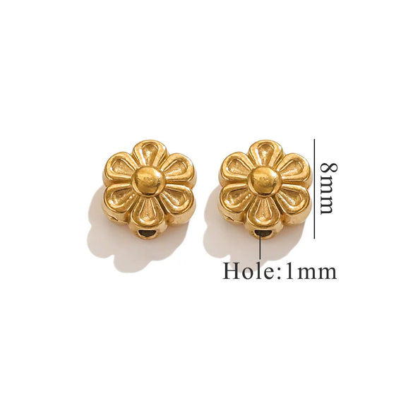 Stainless Steel Perforated Lavender Floret Spacer Beads Gold Pendant Necklace With Totem Pattern Electroplated For Diy Jewelry And Bracelet Wholesale