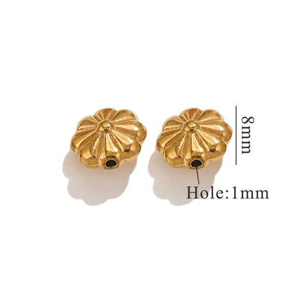 Stainless Steel Perforated Lavender Floret Spacer Beads Gold Pendant Necklace With Totem Pattern Electroplated For Diy Jewelry And Bracelet Wholesale