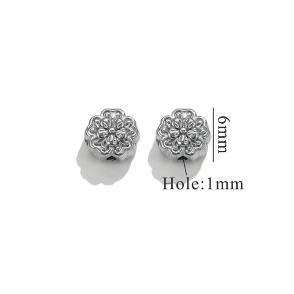 Stainless Steel Perforated Lavender Floret Spacer Beads Gold Pendant Necklace With Totem Pattern Electroplated For Diy Jewelry And Bracelet Wholesale
