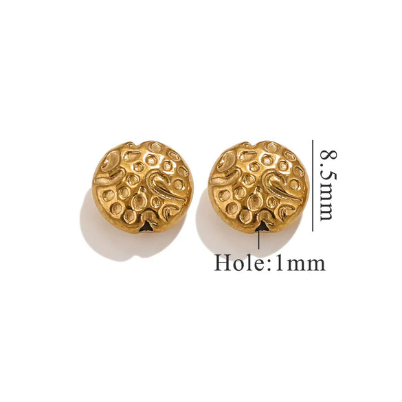 Stainless Steel Perforated Lavender Floret Spacer Beads Gold Pendant Necklace With Totem Pattern Electroplated For Diy Jewelry And Bracelet Wholesale