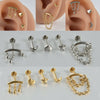 Stainless Steel Perforated Lip Nail Fivestar Heart Moon Chain Earrings Electroplated Simple Style