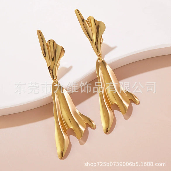 Stainless Steel Personality Geometric Flower Stamping Women's Earrings