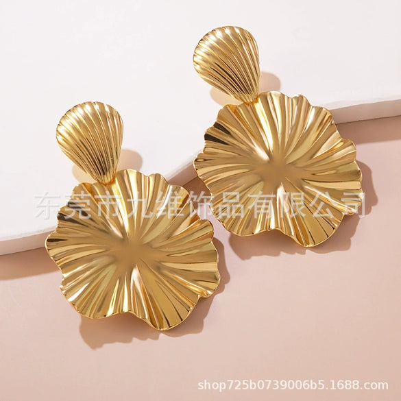 Stainless Steel Personality Geometric Flower Stamping Women's Earrings