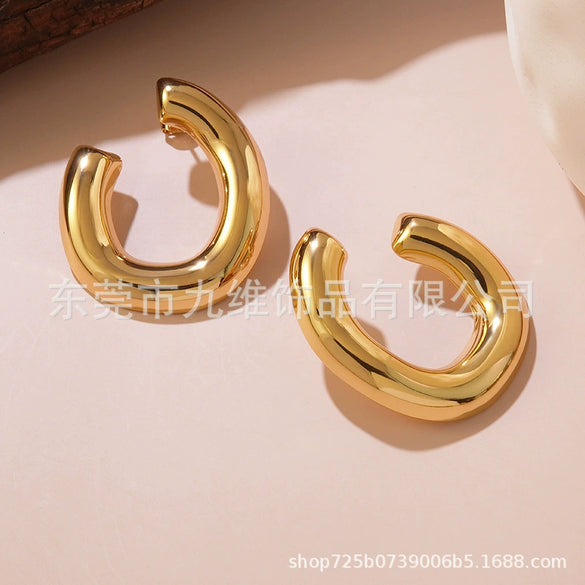 Stainless Steel Personality Geometric Flower Stamping Women's Earrings