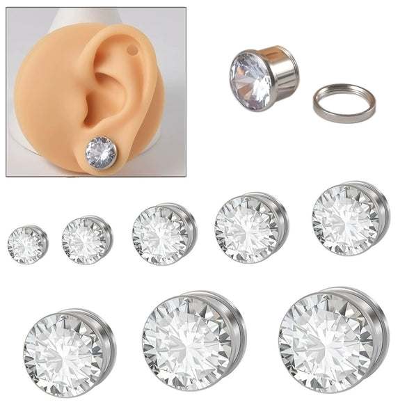 Stainless Steel Personality Pulley Auricle External Tooth Ear Expander Ear Piercing Support Earring With Electroplating