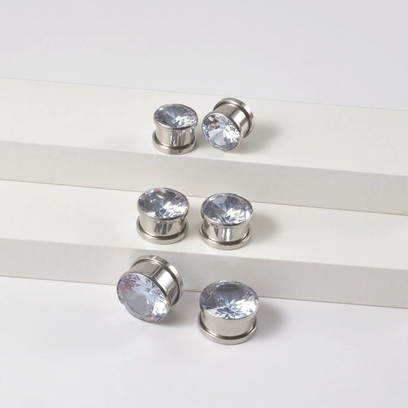 Stainless Steel Personality Pulley Auricle External Tooth Ear Expander Ear Piercing Support Earring With Electroplating