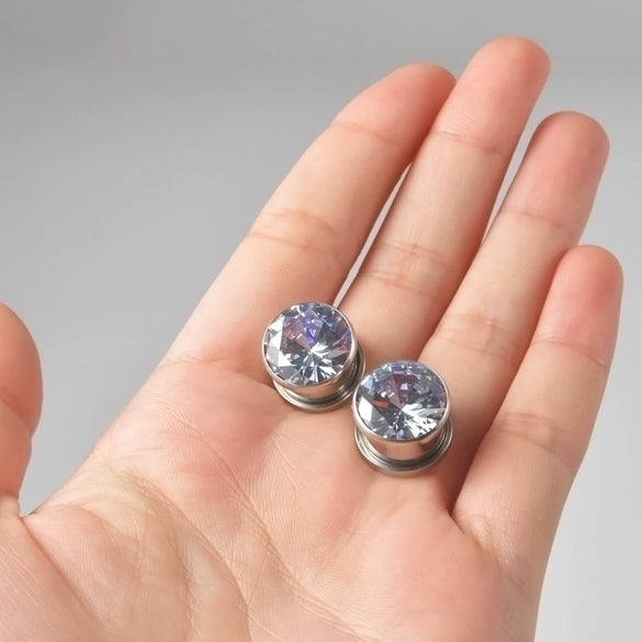 Stainless Steel Personality Pulley Auricle External Tooth Ear Expander Ear Piercing Support Earring With Electroplating