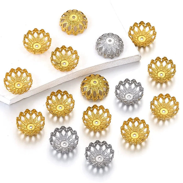 Stainless Steel Petal Bead Cap Tori Bead Vacuum Electroplated Totem Jewelry Making Gasket
