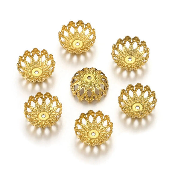 Stainless Steel Petal Bead Cap Tori Bead Vacuum Electroplated Totem Jewelry Making Gasket