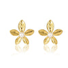 Stainless Steel Petal Texture Pearl Fashion Titanium Steel Earrings Jewelry Electroplated