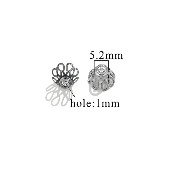 Stainless Steel Petal Torus Bead Cap Jewelry Making Material With Totem Pattern And Electroplating Treatment