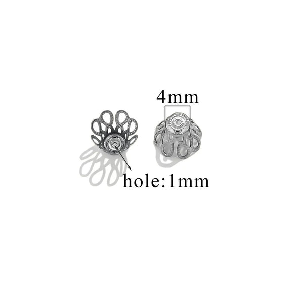 Stainless Steel Petal Torus Bead Cap Jewelry Making Material With Totem Pattern And Electroplating Treatment