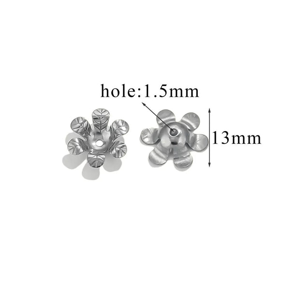 Stainless Steel Petal Torus Bead Cap Jewelry Making Material With Totem Pattern And Electroplating Treatment