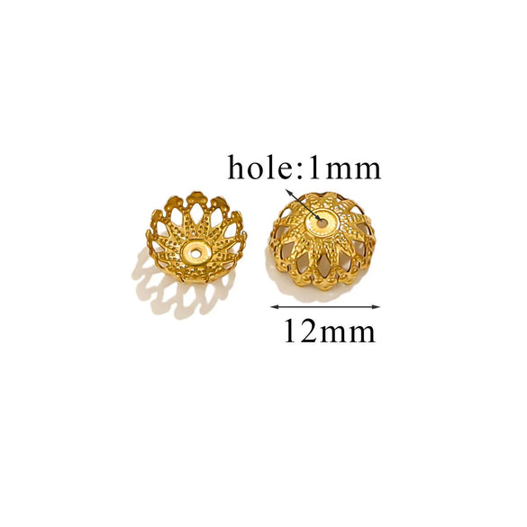 Stainless Steel Petal Torus Bead Cap Jewelry Making Material With Totem Pattern And Electroplating Treatment