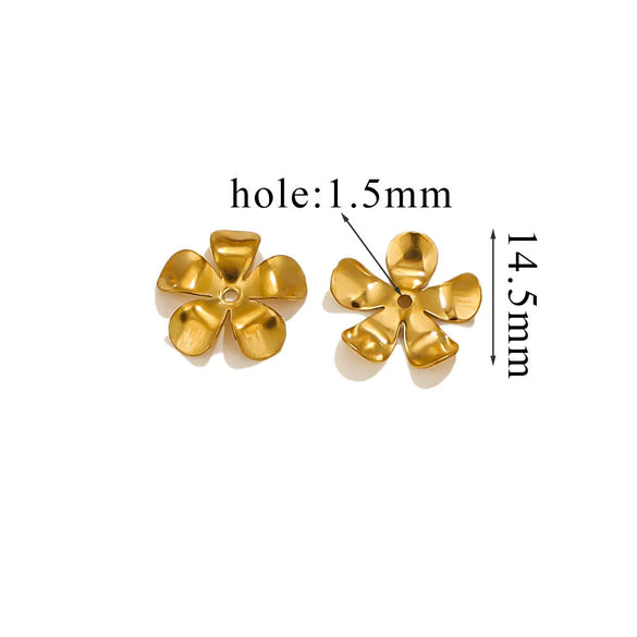 Stainless Steel Petal Torus Bead Cap Jewelry Making Material With Totem Pattern And Electroplating Treatment