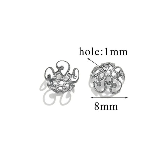Stainless Steel Petal Torus Bead Cap Jewelry Making Material With Totem Pattern And Electroplating Treatment