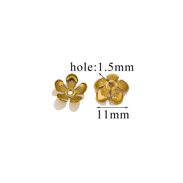 Stainless Steel Petal Torus Bead Cap Jewelry Making Material With Totem Pattern And Electroplating Treatment