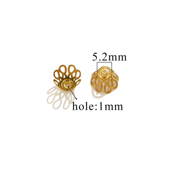 Stainless Steel Petal Torus Bead Cap Jewelry Making Material With Totem Pattern And Electroplating Treatment