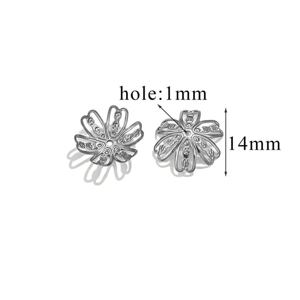 Stainless Steel Petal Torus Bead Cap Jewelry Making Material With Totem Pattern And Electroplating Treatment