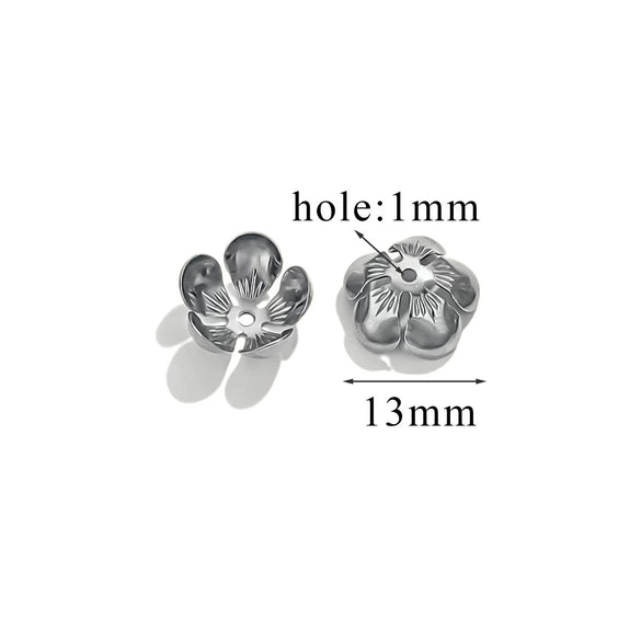 Stainless Steel Petal Torus Bead Cap Jewelry Making Material With Totem Pattern And Electroplating Treatment