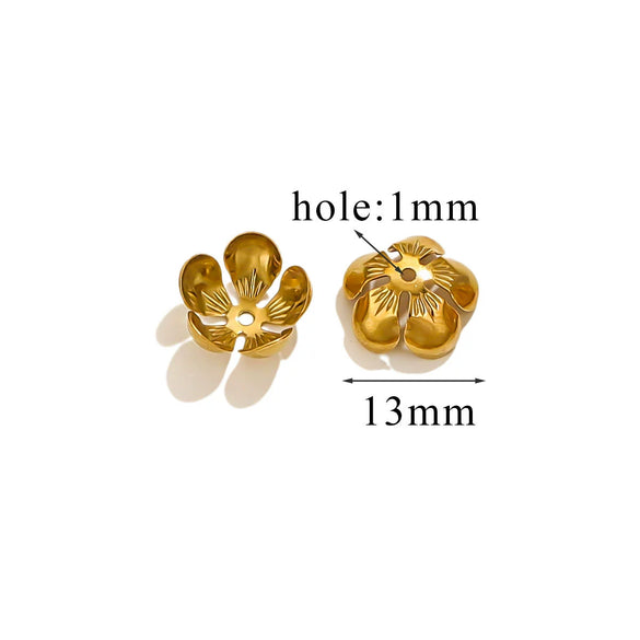 Stainless Steel Petal Torus Bead Cap Jewelry Making Material With Totem Pattern And Electroplating Treatment