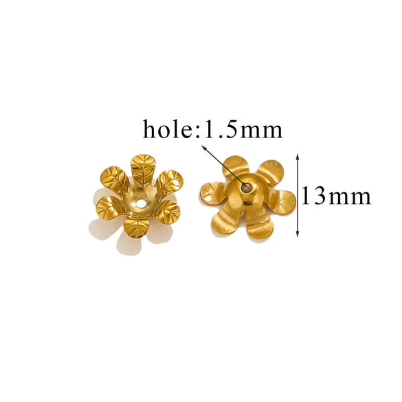 Stainless Steel Petal Torus Bead Cap Jewelry Making Material With Totem Pattern And Electroplating Treatment