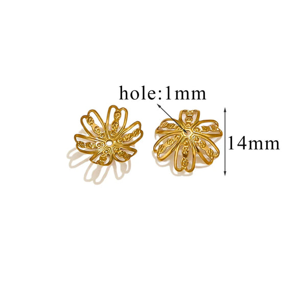 Stainless Steel Petal Torus Bead Cap Jewelry Making Material With Totem Pattern And Electroplating Treatment