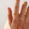 Stainless Steel Pig Nose Ring With Geometric Design Opening Adjustable Electroplated Ring For Women