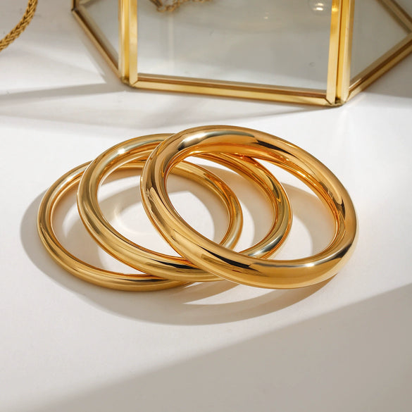 Stainless Steel Plain Ring Bracelet For Women With Electroplating And Geometric Style