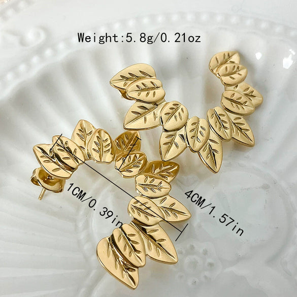 Stainless Steel Plant Flowers Style Cshaped Electroplated Ear Studs