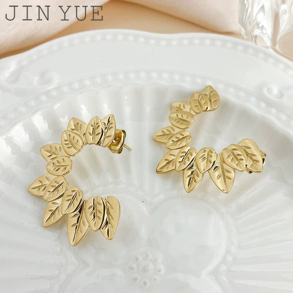 Stainless Steel Plant Flowers Style Cshaped Electroplated Ear Studs