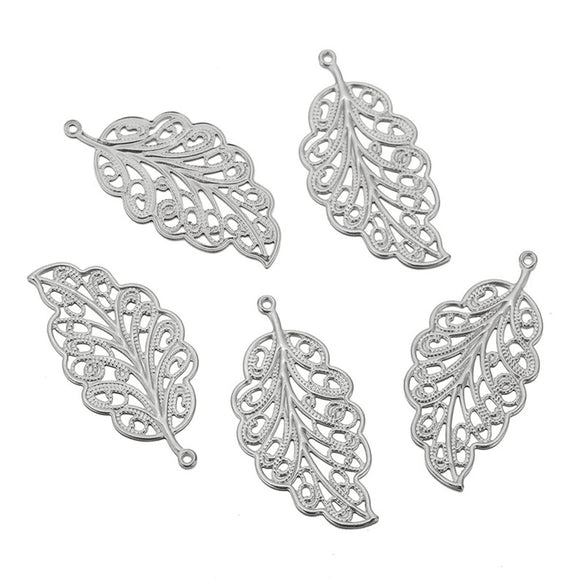 Stainless Steel Plant Flowers Style Leaf Earrings Pendant And Hairpin Accessories With Electroplating