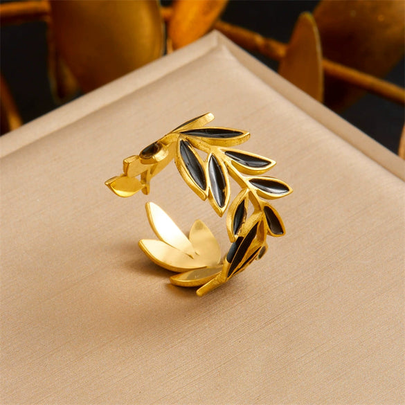 Stainless Steel Plants And Flowers Style Gold Plated Jewelry Set For Women Earrings Necklace