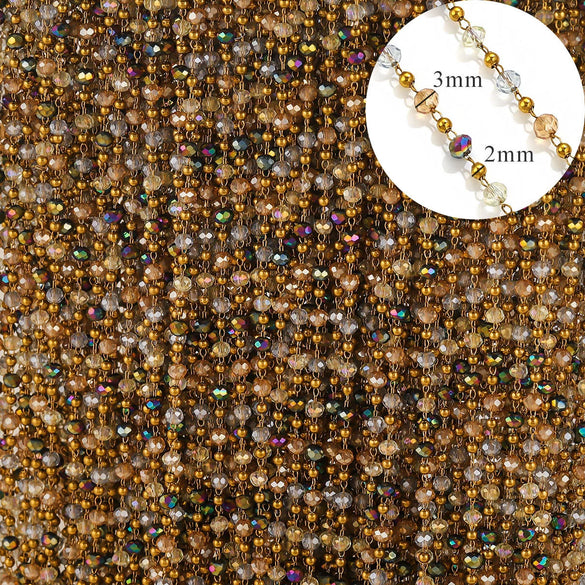 Stainless Steel Plated Crystal Bead Chain Diy Handmade Material For Bracelet Necklace