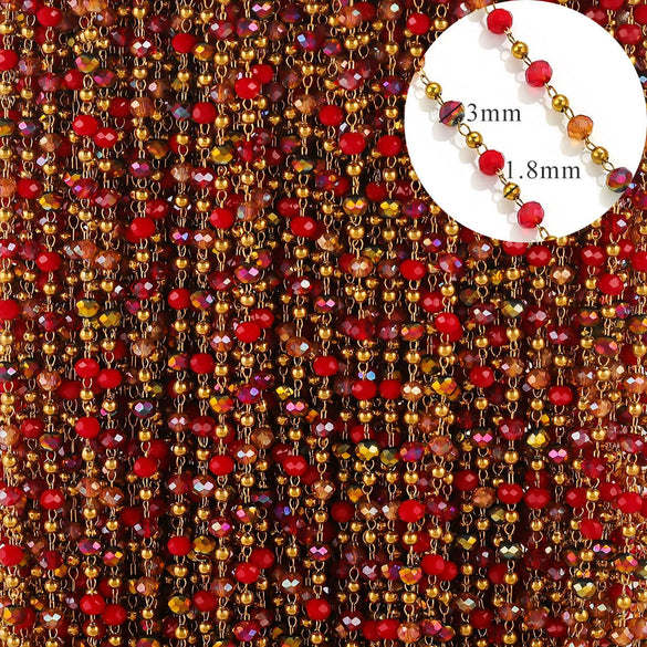 Stainless Steel Plated Crystal Bead Chain Diy Handmade Material For Bracelet Necklace