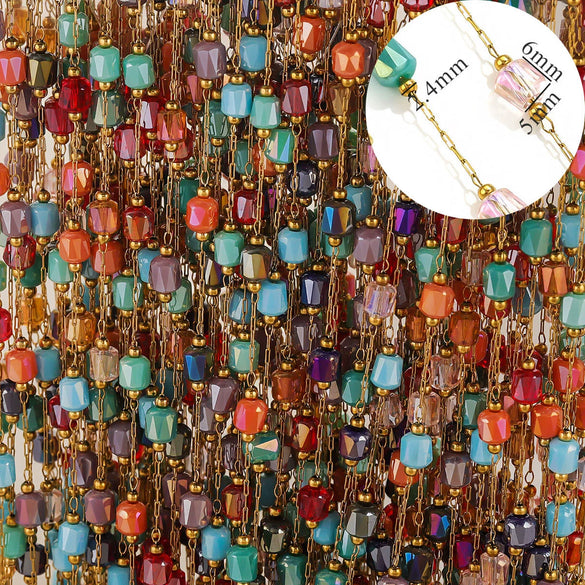 Stainless Steel Plated Crystal Bead Chain Diy Handmade Material For Bracelet Necklace