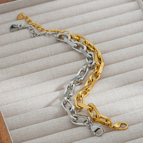 Stainless Steel Plated Cuban Coarse Chain Hiphop U Shape Unisex Bracelet With Electroplating Treatment