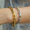 Stainless Steel Plated Cuban Coarse Chain Hiphop U Shape Unisex Bracelet With Electroplating Treatment