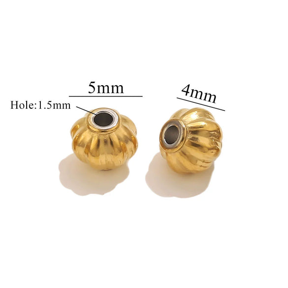 Stainless Steel Plated 18K Gold Baroque Pumpkin And Lantern Beads Handmade Diy Bracelet With Totem Pattern