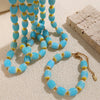 Stainless Steel Plated 18K Gold Ceramic Bead Necklace Bracelet For Women Fashion Style Electroplating