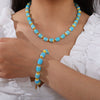 Stainless Steel Plated 18K Gold Ceramic Bead Necklace Bracelet For Women Fashion Style Electroplating