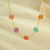 Stainless Steel Plated 18K Gold Daisy Pendant Women's Fashion Necklace