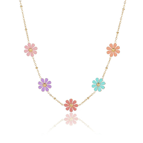 Stainless Steel Plated 18K Gold Daisy Pendant Women's Fashion Necklace