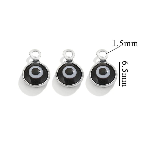 Stainless Steel Plated 18K Gold Doublesided Oil Drop Demon Eye Pendant Diy Connection Accessories Round Shape Electroplating Process