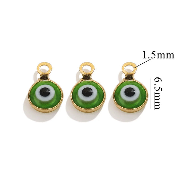 Stainless Steel Plated 18K Gold Doublesided Oil Drop Demon Eye Pendant Diy Connection Accessories Round Shape Electroplating Process