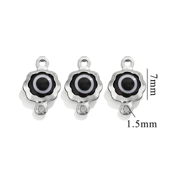 Stainless Steel Plated 18K Gold Doublesided Oil Drop Demon Eye Pendant Diy Connection Accessories Round Shape Electroplating Process