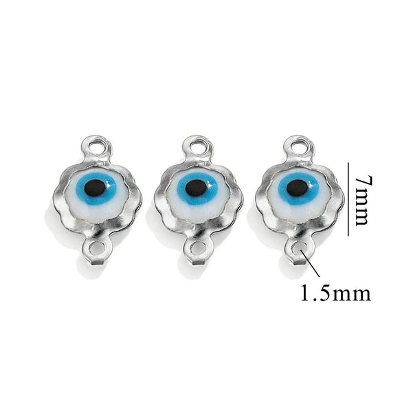 Stainless Steel Plated 18K Gold Doublesided Oil Drop Demon Eye Pendant Diy Connection Accessories Round Shape Electroplating Process