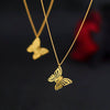 Stainless Steel Plated 18K Gold Hollowout Butterfly Bow Pendant Necklace For Women